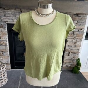 Tommy Bahama Green Cap Sleeve Fitted Crop Tee